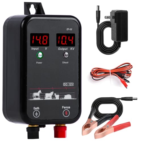 5Miles/8KM Electric Fence Charger,Output 10kV AC/DC Electric Fence Energizer 1 Joule with LED,Portable Electric Fence Plug in Charger for Livestock,Prevent Wild Animals Intrusion for Livestock Poultry