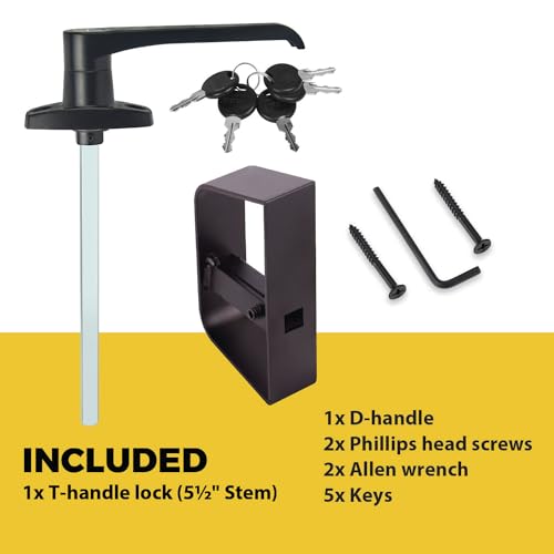 shed Door Latch shed Door Handle with 5-1/2" Stem,shed Door Lock Matching Set Includes 5 Keys forPlayhouses, shed Latch Chicken Coops,Camper, RV, Garage Door(Black) - size: 5.5inch L