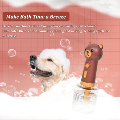 Electric Foaming Shampoo Dispenser for Dog and Cat Bathing, Rechargeable Soap Dispenser for Pet Bathing, Bathroom, Kitchen Sink, Toilet Cleaning - color: Brown Bear