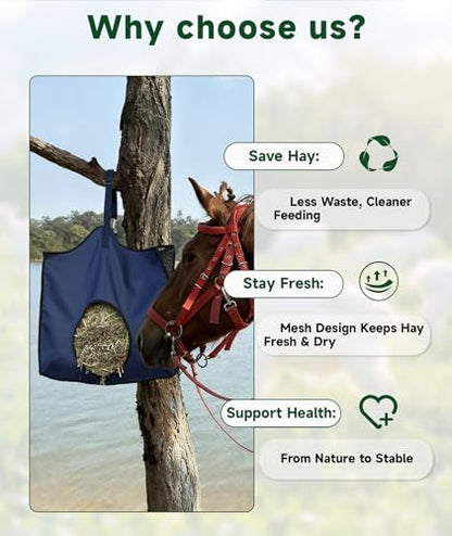 Hay Feeder for Goats and Horses - Slow Feed Design, Heavy Duty Hanging Hay Bag for Barn, Trailer & Paddock, Easy to Hang & Clean(1pcs, Navy Blue) - color: 1pcs-navy blue