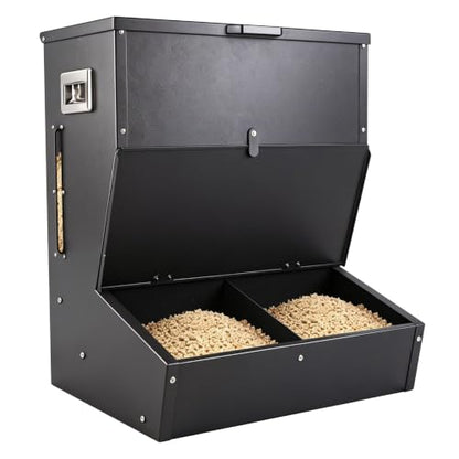 New Upgrade Hog Feeder, Heavy Duty Galvanized Steel Pig Feeder, Multipurpose Livestock Trough - 3.2 Bushels Capacity, Outdoor Pig Feeders with Visible Feed for Feeding up to 7 Hogs (2 Door)