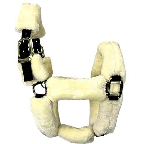 Derby Originals Comfortable Super Soft Padded Faux Mink Horse Black Nylon Halters with Throat Snap for Easy Removal, Daily Use, and 1-Year Warranty