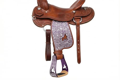CHALLENGER Horse Saddle Western Riding Aluminum Stirrups Roper Angled Slanted Pair 51151v - color: Barrel Racer Purple