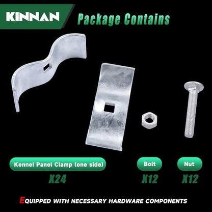 12 Pcs 1-5/8" Chain Link Fence Panel Clamps, Dog Kennel Clamps for 1-5/8" OD Pipe, Galvanized Steel, for Round Pipe Panel Frame,Bolts & Nuts include - size: 1-5/8 12Pcs