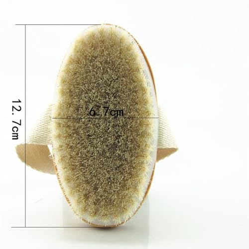 Wooden Soft Horsehair Mane Natural Bristles Bath & Shower Brush, 5x2.8 Inch Oval Shape Dry Body Brush Scrubber for Exfoliating, Detox and Cellulite, etc. (Brown Horsehair) - size: 5x2.8 Inch Oval Shape Wooden Brown Horsehair