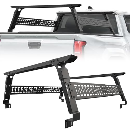 Adjustable 16-25" High Truck Bed Rack, Overland Cargo Rack Ladder Rack Cross Bars Compatible with Tacoma/Silverado/Sierra/Ram/Tundra/Titan/Frontier/Colorado/Canyon/Gladiator JT/Ford F-Series