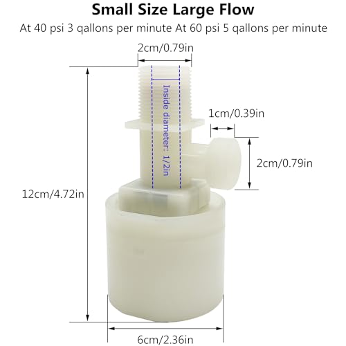 Water Float Valve, Water Level Control Water Tank Traditional Float Valve Upgrade 2 PCS (1/2", up inlet) - color: up inlet, size: 1/2" to 1/2"