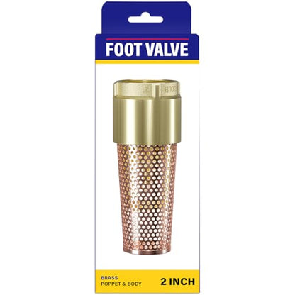 2 Inch Foot Valve for Irrigation Pump, One-Way With ZEBRA MUSSEL Strainer | No-Lead Brass Foot Valve