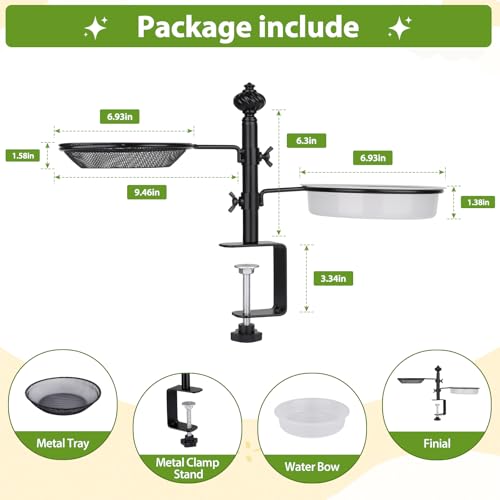 BOLITE Deck Bird Feeders with Metal Tray and Water Bowl, Heavy Duty, Black - style: 2 Trays