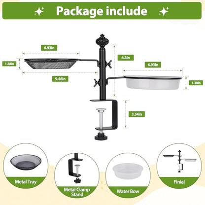 BOLITE Deck Bird Feeders with Metal Tray and Water Bowl, Heavy Duty, Black - style: 2 Trays