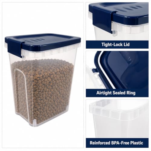 5-10 Lbs Airtight Cat Dog Food Storage Container, 8QT Compact Pet Food Bin - color: Dark Blue