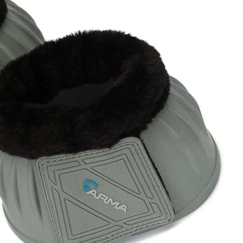 Shires Equestrian Equine Horse Arma Fleece Overreach Grey Cob Bell Boots - color: Grey, size: Cob
