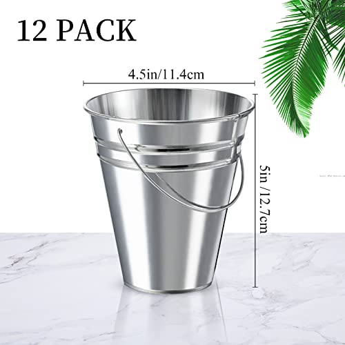 Sadnyy 12 Pack 4.5 X 5 inch Silver Metal Buckets - color: Silver, size: 4.5 x 5 in