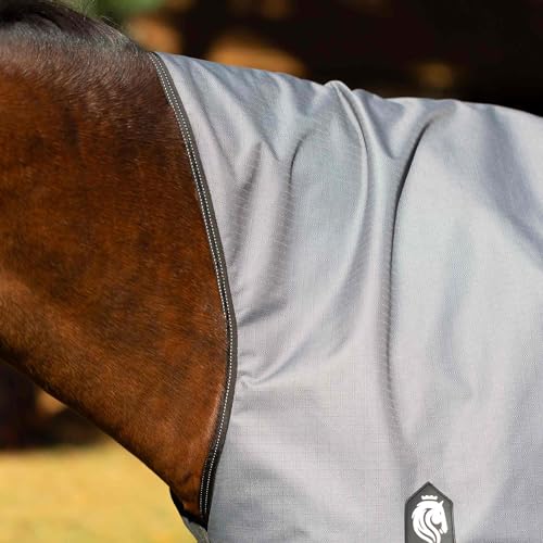 Equinavia Arktis Extended Neck Mid Weight Turnout Blanket 200g - Charcoal Gray - 78 in - color: Charcoal Gray, size: US 78 in
