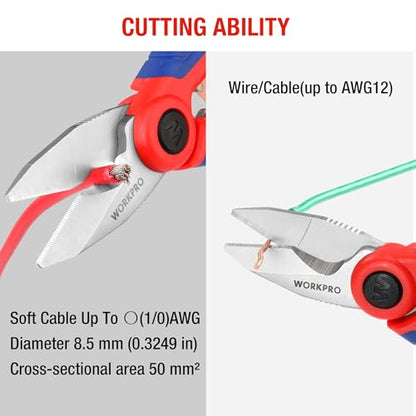 WORKPRO Stainless Electricians Scissors, 6.4" Electrician Shears