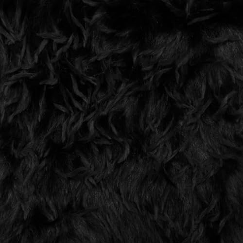 FabricLA Feather Mink Faux Fur Fabric by The Yard | Ultra Soft 600 GSM Plush Fabric | 62" Wide | Black Mink Feather Fur | Ideal for Blankets, Pillows, Apparel, Costumes & Upholstery - 1 Yard Pre Cut - color: Black Mink Feather Fur, size: 1 Yard Pre Cut