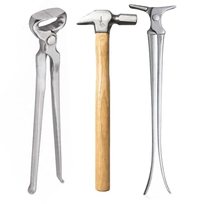 3 PCS Farrier Horse Hoof Nippers, Shoe Spreader and Hammer – Professional Hoof Trimming & Shoeing Tool Kit for Horses | Heavy-Duty Farrier Tools Set for Hoof Care, Shoeing, and Maintenance