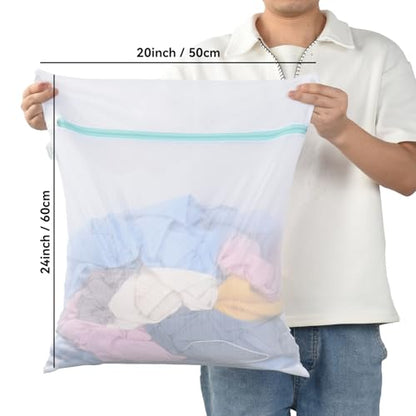 OTraki Mesh Laundry Bag for Delicates 20x24 inch Mesh Wash Bag for Washing Machine Zippered Net Laundry Bag for Bra Underwear College Dorm Home Don't Drying, Melting 140-176℉ White - size: 20 x 24 inch