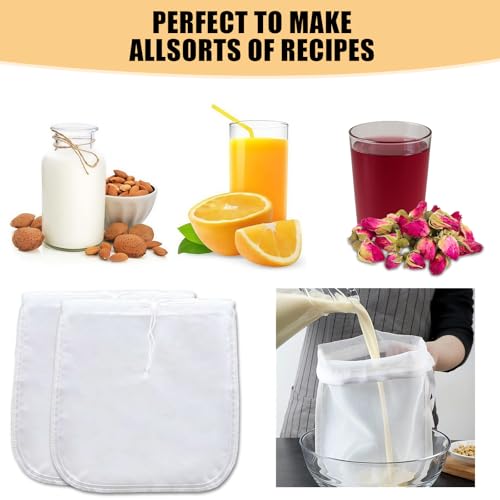 Nut Milk Bag Reusable 3 PCS 12" x 10" Food Strainer Nut Bags for Straining Almond/Soy Milk Greek Yogurt Professional for Cold Brew Coffee Tea Beer Juice Fine Nylon Mesh Cheesecloth - color: 3 pcs