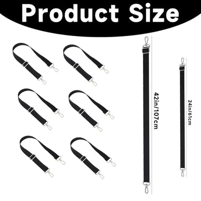 6 Pcs Horse Blanket Sheet Leg Straps, 24 to 42 Inch Replacement Adjustable Belly Strap, Double Swivel Snaps Horse Blanket Straps, Winter Blankets Stretchy Belly Strap