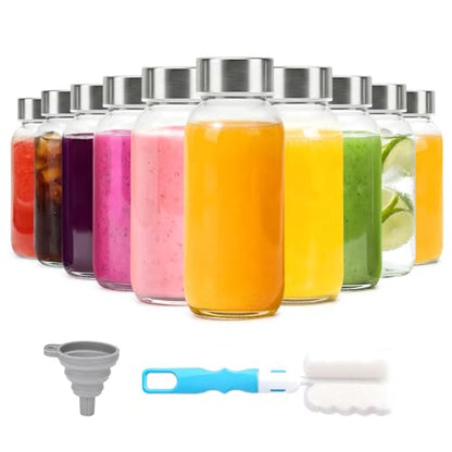 Luxfuel 8 oz Glass Bottles with Lids, Small 10 Pack Clear Juice Bottles - color: 8oz Clear Glass 10 Pack