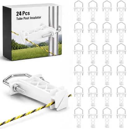 Tondiamo 24 Pcs Tube Post Insulator, Electric Chain Link Fence T Post Extender Insulators for Square Round Pipe Tubing Wire Vinyl Picket Fence (White) | Extender Insulators for Square Round Pipe Tubing Wire Vinyl Picket Fence - style: White