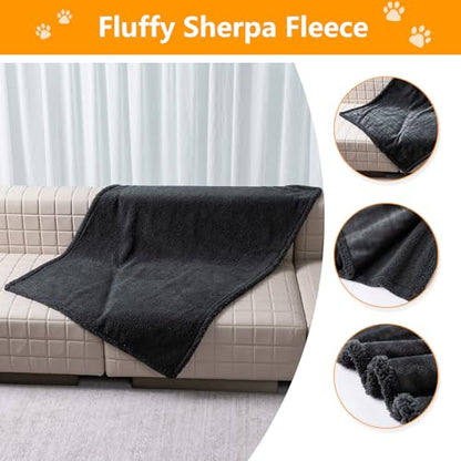 Waterproof Dog Blanket Reversible Pet Puppy Blankets for Couch Sofa Bed Covers Leakproof Warm Fluffy Cat Cover Washable Gray Mat-L-65x57in - color: Grey, size: L-145*165cm(57*65in)