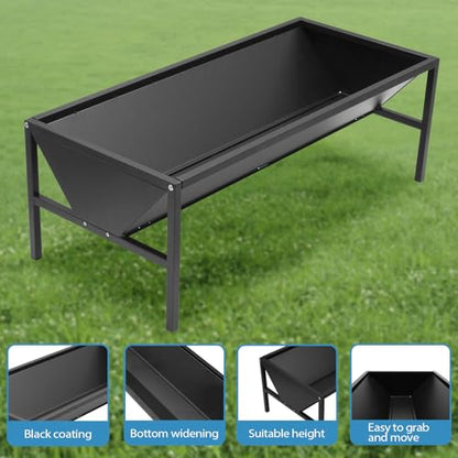 Livestock Feeder Galvanized Steel Feeding Trough, Heavy-Duty Pasture Feeder Large Capacity Livestock Feeding Trough, Easy and Strong Assembly, for Goats, Sheep, Horses, Alpacas