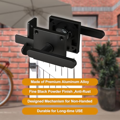 Sdstone Double Side Gate Latch，Heavy Duty Swinging Door Latch Gate Hardware for Wooden Fence,Gate Hardware for Right Inswing Outdoor Wooden Gates, Pool Gate, Backyard, Garden - style: GL-1 right inswing gate