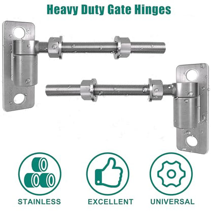 Heavy Duty J Bolt Gate Hinge, 304 Stainless Steel Gate Hinge, One-piece Heavy Duty 5/8" Pin, 4-Pack Wall-Mounted for Farm Gates, Wooden Fences, Load-Bearing up to 600 lbs