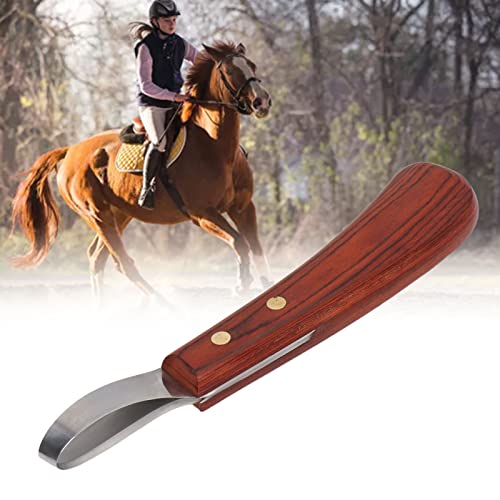 Hoof Knife for Horses, 7.68in Loop Horse Hoof Knife, Stainless Steel Hoof Trimming Knife, Multifunctional Farrier Tool with Ergonomic Rubberwood Handle for Horse Cattle