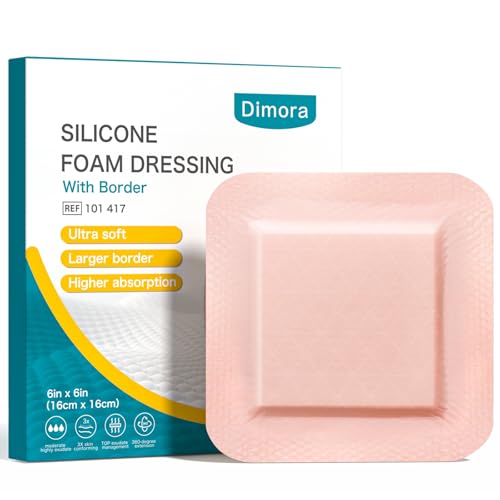 Dimora Utra Soft Silicone Foam Dressing 6x6 Hidradenitis Suppurativa Pads - size: 6" x 6" (5 PCS)
