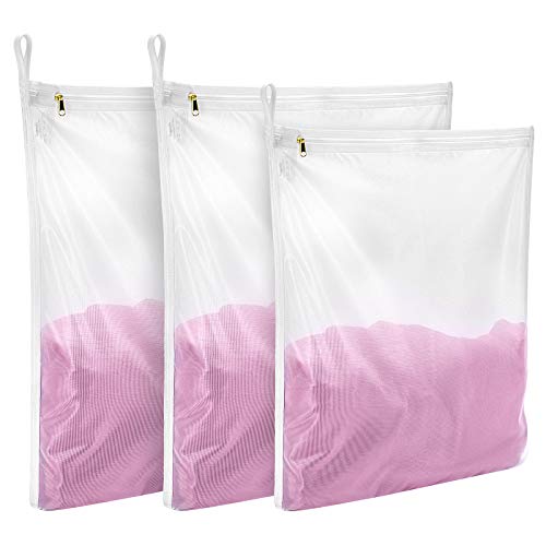GOGOODA 3 Pack Delicates Laundry Bags, Fine Mesh Wash Bag with Hanging Loop - size: 3 set (1 Medium, 2 Large)