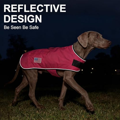 BEAUTYZOO Dog Winter Coat for X-Large Dogs, Waterproof Canvas Jackets - color: Rose Pink, size: XL(Chest Girth 34"-45", Back 24", Neck 24"-29")