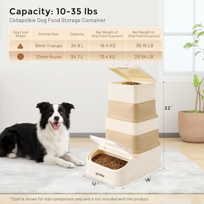 ZOMISIA 30-40lbs First-in, First-out Collapsible Dog Food Storage Container