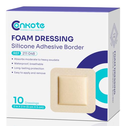 Silicone Foam Dressings 2'' X 2'', Large Bandages for Wound Care, 10 Pack - size: 2'' x 2'' (10 Dressings)
