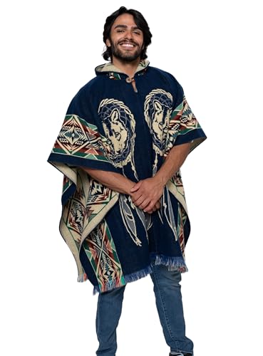 Alpaca Land, Handmade Ecuadorean Alpaca Wool Ponchos - color: Blue Wolf