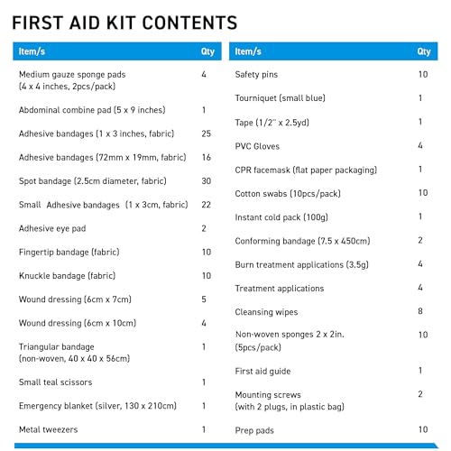 First Aid Kit for Business, Medium, 200 Piece - Wall Mountable & Portable | Hard Case, OSHA Compliant, For Office, Restaurants, Work Vehicles, Retail & Service Spaces - size: Medium