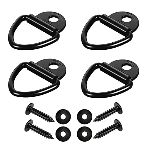 Cargo Tie-Down Anchors, 4PCS 2" Black Steel V-Ring Bolt On Trailer Cargo Rope Bolt on Surface Mounting Clip Truck Load Anchor Point Lashing Ring for Trailers Trucks Warehouses - color: 4-Pack