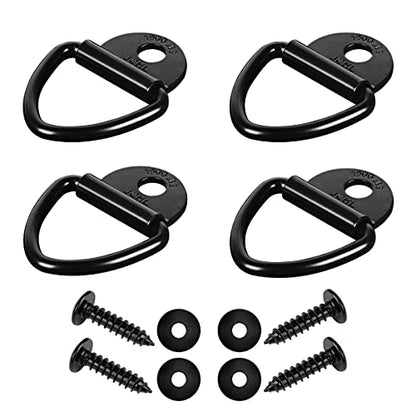 Cargo Tie-Down Anchors, 4PCS 2" Black Steel V-Ring Bolt On Trailer Cargo Rope Bolt on Surface Mounting Clip Truck Load Anchor Point Lashing Ring for Trailers Trucks Warehouses - color: 4-Pack