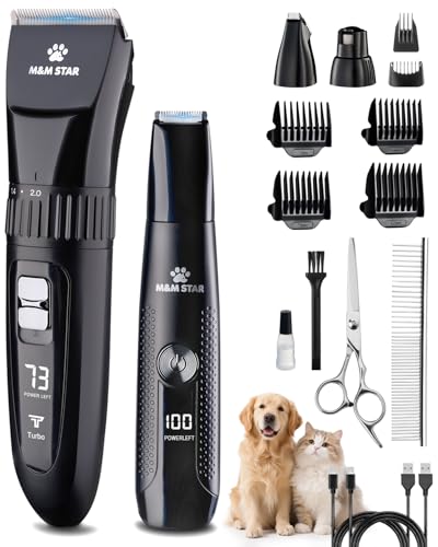 Dog Grooming Kit Quiet Clippers with Paw Trimmer for Dogs Cats