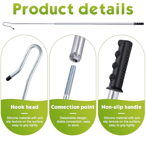 Goat Catcher Leg Hook, Sheep Catching Tools Stainless Catching Sheep Leg Crook Hook Catcher Poultry Leg Pole for Breeding Farms Grabber Capture Tool (63") - size: 63"