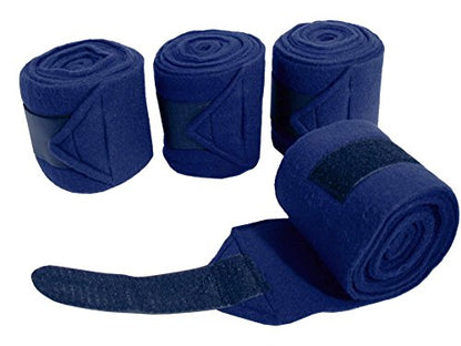 Derby Originals Set of 4 Super Soft Fleece Horse Polo Wraps with Velcro - color: Black