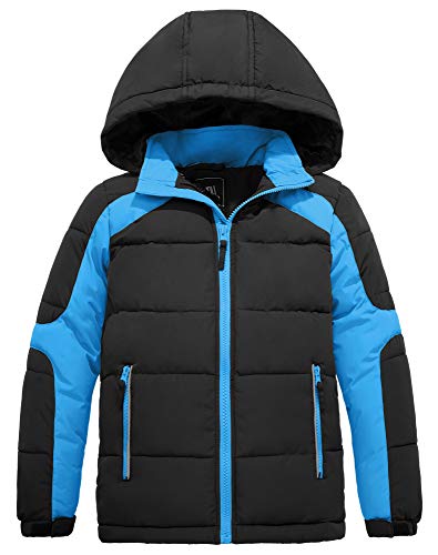 ZSHOW Boys' Puffer Jacket Soft Fleece Lined Winter Coat Outerwear Jacket - color: Black, size: 8