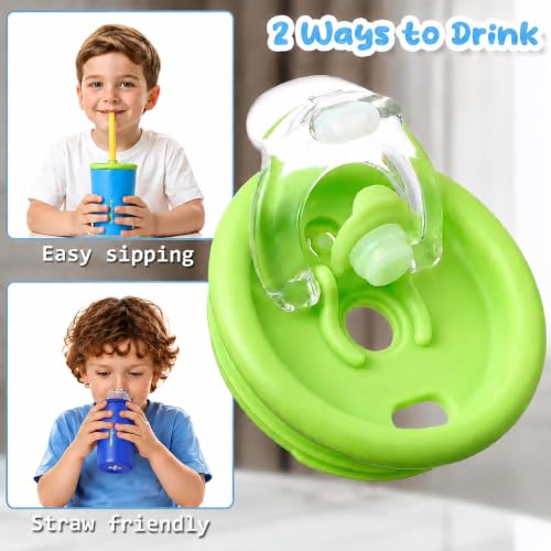 Gencywe® 2 PACK Kids Double Walled Stainless Steel Cups with Straws and lids | 12 oz Spill-Proof Sippy Smoothie Tumbler Set, Small Kids Snack & Drink Water Cups, BPA-Free (Age: 3+ years old & up)