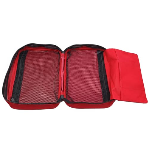 Red First Aid Bag Empty Travel Rescue Pouch Medical Bags First Responder Storage Compact Survival Medicine Emergency Bag for Car Home Office Kitchen Sporting Outdoor (Zipper MHS)