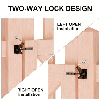 Self-Locking Gate Latch with Spring, Heavy Duty Automatic Fence Latch - size: With Spring-loaded pull cord