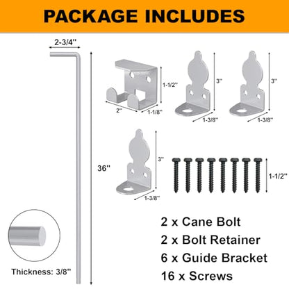 36" Cane Bolt Drop Rod for Gate, Silver Heavy Duty Gate Latch 2 Pack - color: 36"-Silver, size: 2 Pack