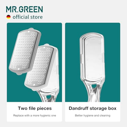 MR.GREEN Pedicure Tools Foot File Heels Rasps Callus Remover for Foot Scraper with Storage Box Stainless Steel File