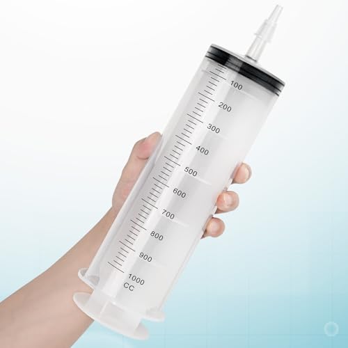 1000ml/cc Syringes with Tube 40 Inch Handy Plastic Tubing and Adapter Tip - size: 1000ML/CC